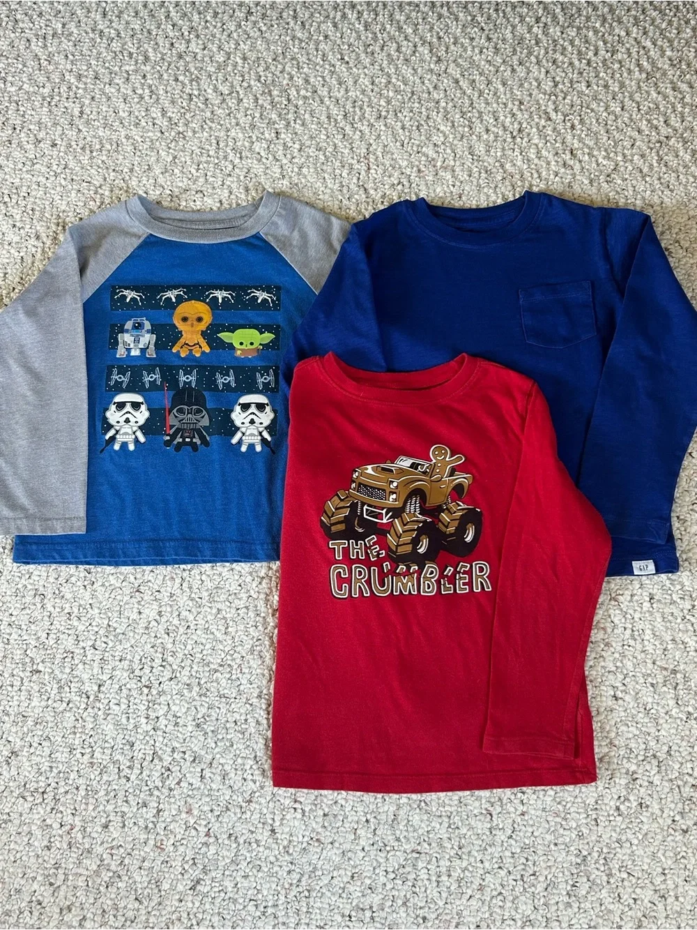 Boys Long Sleeve Shirt Lot Bundle 6 Piece Gap Minecraft Star Wars Spyder 5-6
